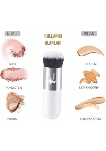 Professional Make-Up Luxury Kabuki Fondöten ve Allık Makyaj Fırçası Dm