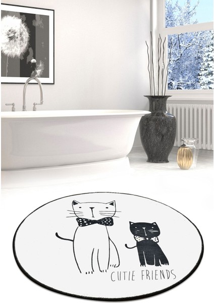 Lıttle Cats Djt Çap 100 Cm Banyo Halısı