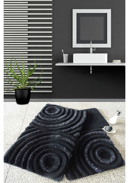Wave Siyah 3'lü Banyo Takımı Seti Akrilik