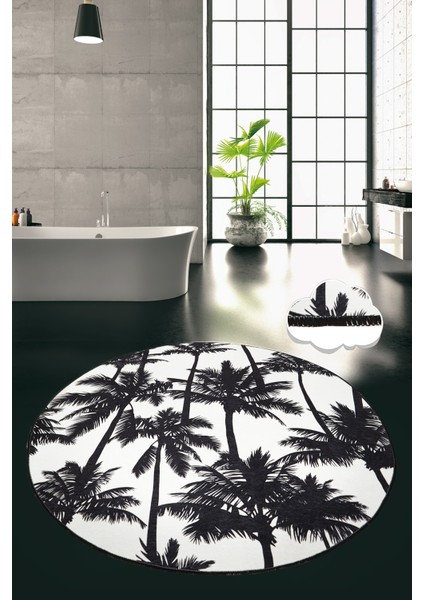 Palm Dijital Çap 100 Cm Banyo Halısı Djt