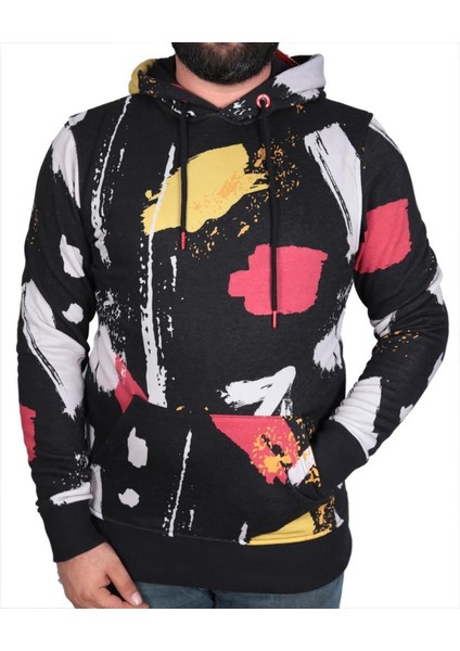 Painter Kapüşonlu Erkek Siyah Sweatshirt
