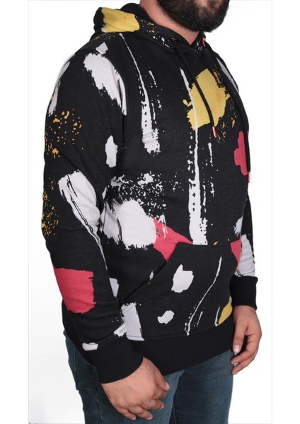 Painter Kapüşonlu Erkek Siyah Sweatshirt
