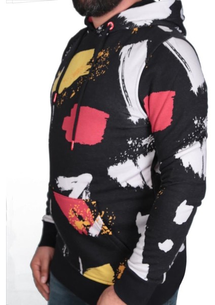 Painter Kapüşonlu Erkek Siyah Sweatshirt