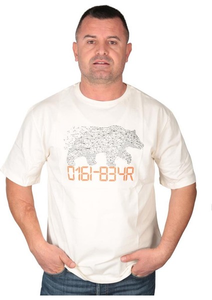 22.01.07.050_Digibear O Yaka Oversized Baskılı Beyaz Erkek T-Shirt