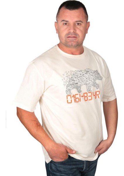 22.01.07.050_Digibear O Yaka Oversized Baskılı Beyaz Erkek T-Shirt