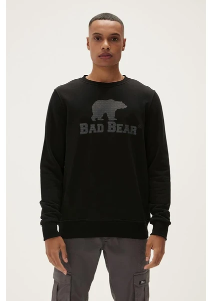 Bad Bear Logo Crewneck Erkek Siyah Sweatshirt 22.02.12.007-C01