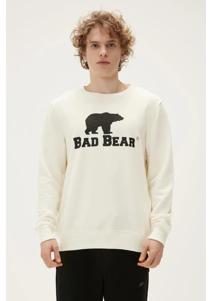 Bad Bear Logo Crewneck Erkek Beyaz Sweatshirt 22.02.12.007-C108