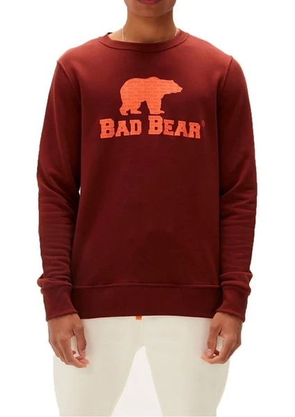 Bad Bear Logo Crewneck Kahverengi Erkek Sweatshirt 22.02.12.007-C122