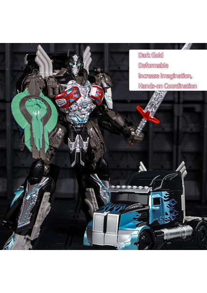 Işletme Sürümü Lider Sınıf Optimus Prime - Son Şövalye Aksiyon Figürü 8 Yaş ve Üzeri -9 Inç Transform Robots Rise Of The Wild, Manuel Deformasyon Araba Modeli, Robot Oyuncak (Siyah (Yurt Dışından)
