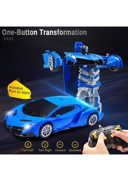 Çocuklar Için 1:14 Rc Araba Robotu, Transformrobot Yarış Oyuncakları, Tek Tuşla Deformasyon Otomatik Demolu Hareket Algılamalı Uzaktan Kumandalı Araba, 360° Döndürme Hafif Müzik Ar (Yurt Dışından)