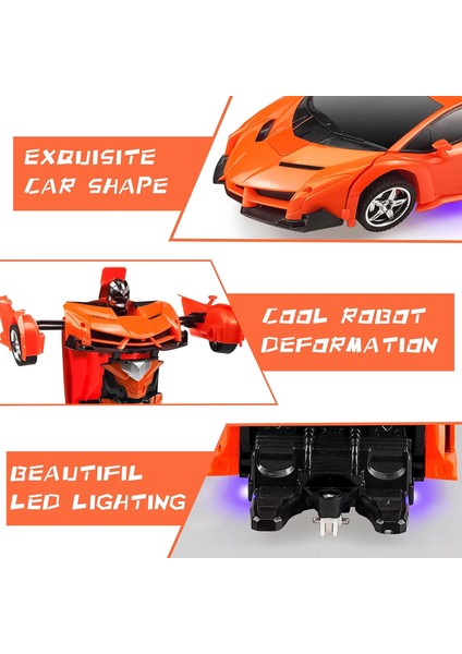 Uzaktan Kumandalı Araba, Çocuk Erkek Kız Hediyesi Için Dönüşüm Araba Robot Rc Arabaları, Tek Tuşla Deformasyon ve 360 ° Sürüklenen Robot Araba Oyuncak ile 2.4g 1:18 Ölçekli Yarış A (Yurt Dışından)