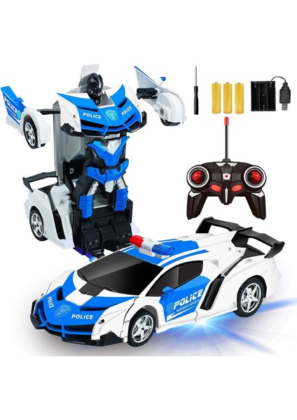 Uzaktan Kumandalı Dönüşüm Araba Robotu Çocuk Oyuncakları Işıklı Rc Araba 2.4ghz 1:18 Şarj Edilebilir 360°DÖNEN Yarış Arabası Doğum Günü Hediyeleri Oyuncaklar Çocuklar Için Erkek Kı (Yurt Dışından)