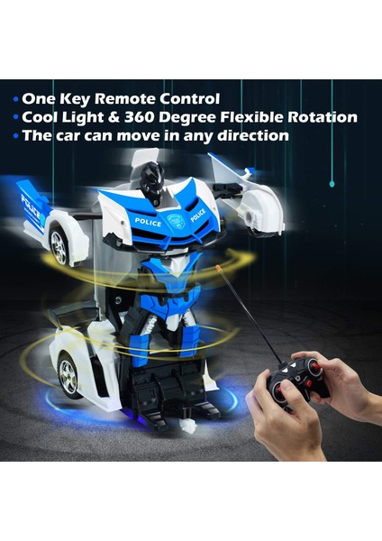 Uzaktan Kumandalı Dönüşüm Araba Robotu Çocuk Oyuncakları Işıklı Rc Araba 2.4ghz 1:18 Şarj Edilebilir 360°DÖNEN Yarış Arabası Doğum Günü Hediyeleri Oyuncaklar Çocuklar Için Erkek Kı (Yurt Dışından) fiyatları