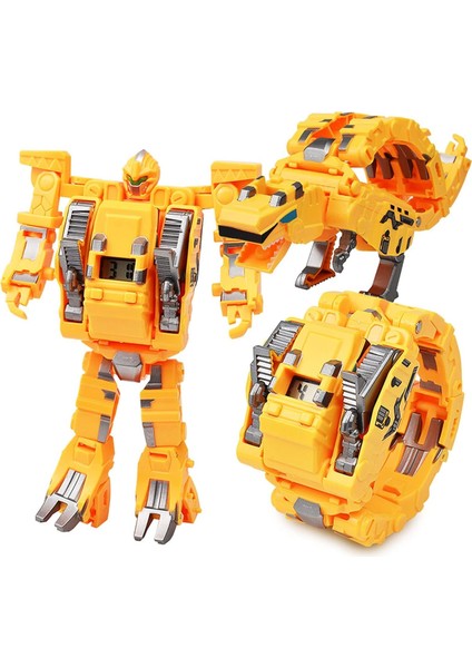 Trafo Dinozor Izle Robot Oyuncaklar, Deformasyon Elektronik Saat Dinozor Hayvan Robot Aksiyon Figürü Oyuncakları Yetişkin Çocuk Erkek Kız Için (Sarı) (Yurt Dışından)