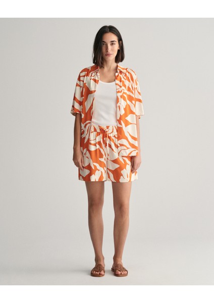 Kadın Turuncu Relaxed Fit Desenli Şort 4020104.860