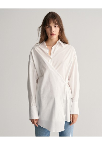 Kadın Beyaz Oversize Fit Klasik Yaka Gömlek 4300296.110
