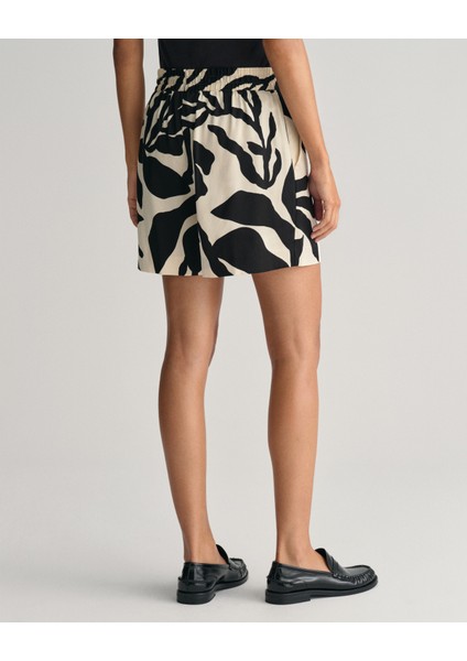 Kadın Krem Relaxed Fit Desenli Şort 4020104.233