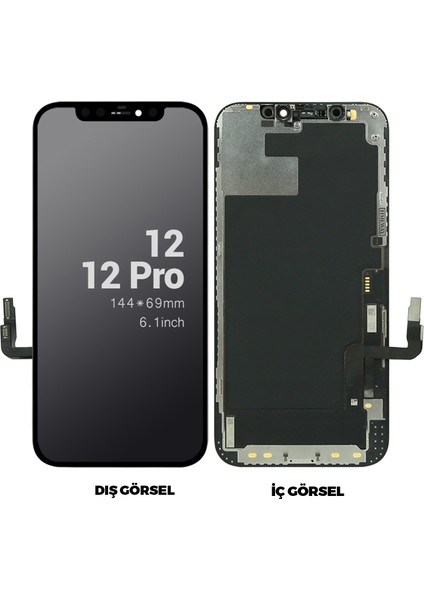 iPhone 12 Pro Uyumlu Revize Lcd+Dokunmatik+Çıtalı (Siyah) NT-96564