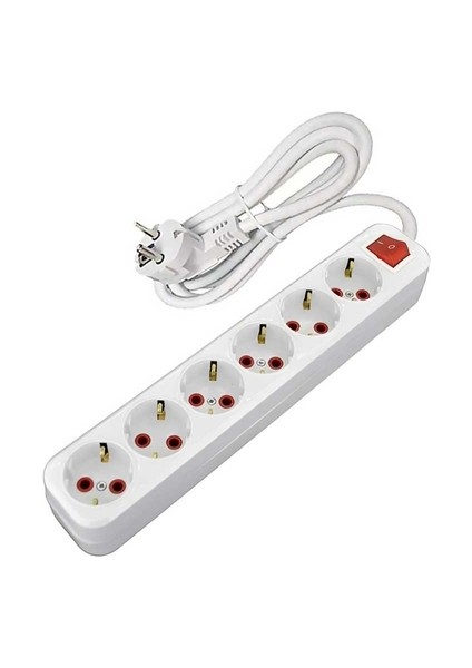 2m 6lı Anahtarlı Topraklı Klemenslı Grup Prız