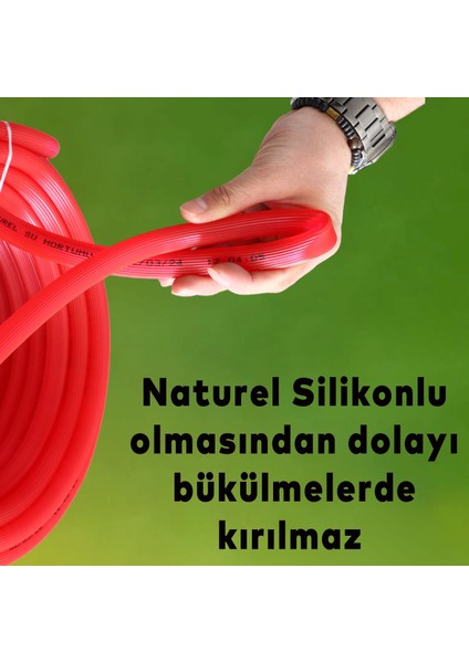 Bahçe Çeşme Su Hortumu İç Çap 1/2 Naturel Silikonlu Sulama Araç Yıkama Hortum 50 Metre