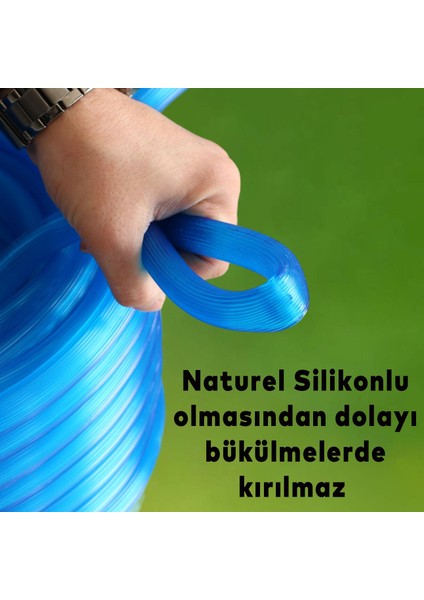 Bahçe Çeşme Su Hortumu İç Çap 1/2 Naturel Silikonlu Sulama Araç Yıkama Hortum 100 Metre