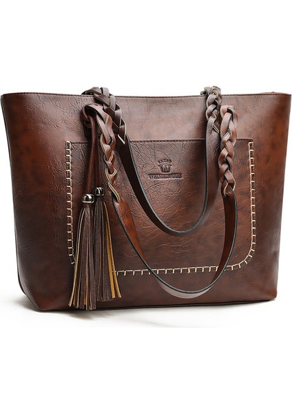 Püskül Büyük Çanta Basit Kişilik Çanta Büyük Kapasiteli Omuz Çantası (Yurt Dışından) fiyatları