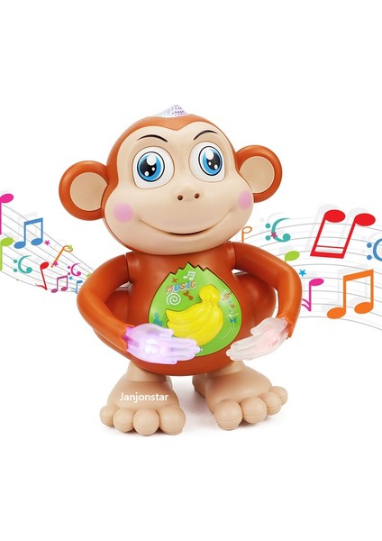 Elektrikli Dans Eden Maymun Bebek Oyuncağı Sola ve Sağa Hareket Edebilir, Işık ve Müzik (Yurt Dışından)
