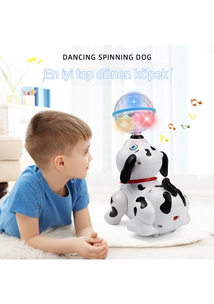 Çocuk Evrensel Işık ve Müzik Projeksiyonu Dans Eden Dönen Top Köpek Yavrusu Elektrikli Oyuncak (Yurt Dışından)