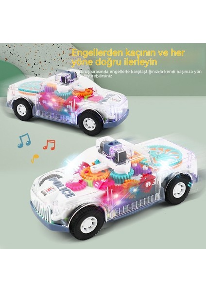 Şeffaf Dişli Konseptli Müzikli ve Işıklı Elektrikli Çocuk Arabası Kız ve Erkek Çocuklar Için Evrensel Oyuncak Araba (Yurt Dışından)