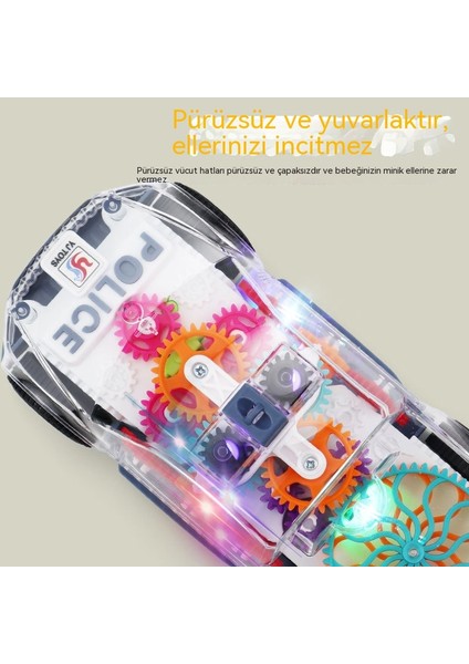 Şeffaf Dişli Konseptli Müzikli ve Işıklı Elektrikli Çocuk Arabası Kız ve Erkek Çocuklar Için Evrensel Oyuncak Araba (Yurt Dışından)