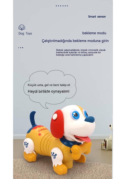 Çocuk Elektrikli Oyuncak Köpek Akıllı Robot Köpek Dokunmatik Sensör Baş ve Kuyruk Erken Eğitim Hikayesi Akıllı Köpek Oyuncak (Yurt Dışından)