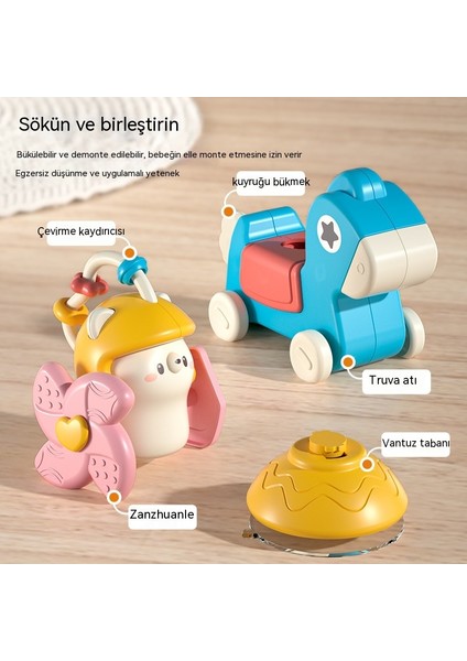 Bebek ve Yürümeye Başlayan Çocuk Vantuz Döndürücü Oyuncak Truva Atı Döndürücü Beşi Bir Arada Bebek El Ince Hareket Oyuncak (Yurt Dışından)