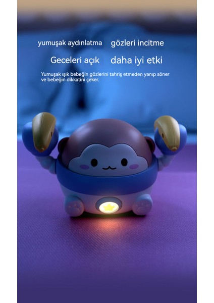 Yeni Sevimli Elektrikli Muz Yuvarlanan Küçük Maymun Bebeklere ve Küçük Çocuklara Başlarını Kaldırmaları ve Eğitici Aydınlanma Oyuncaklarını Emeklemeyi Öğrenmeleri Için Rehberlik Eder (Yurt Dışından)