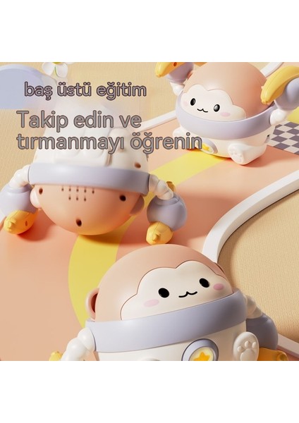 Yeni Sevimli Elektrikli Muz Yuvarlanan Küçük Maymun Bebeklere ve Küçük Çocuklara Başlarını Kaldırmaları ve Eğitici Aydınlanma Oyuncaklarını Emeklemeyi Öğrenmeleri Için Rehberlik Eder (Yurt Dışından)