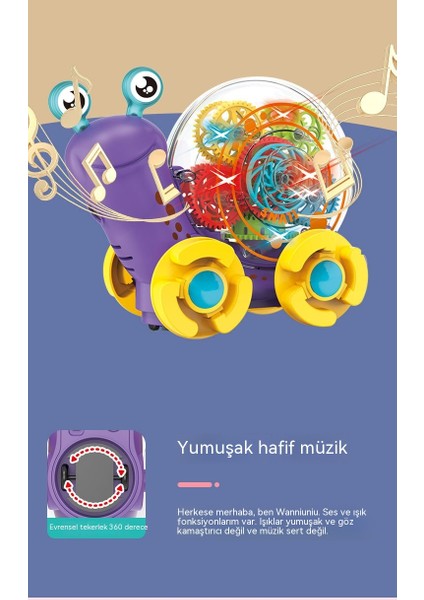 Şeffaf Dişli Salyangoz Araba Hafif Müzik Evrensel Projeksiyon Çocuk Elektrikli Oyuncak (Yurt Dışından)