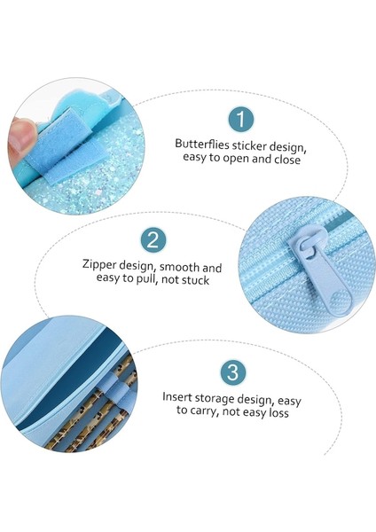 Heamor 1 Adet Kırtasiye Kutusu Pu Kalem Kutusu Flaş Öğrenci - BLUEX3PCS (Yurt Dışından)