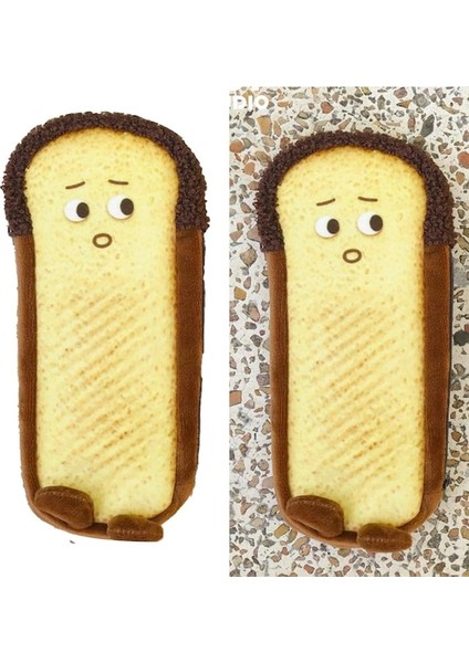 Heamor Sevimli Tost Şekli Peluş Kalem Kutusu Yumuşak Malzeme Büyük Kapasiteli Kullanışlı Fermuar Çok Yönlü Kullanım (Yurt Dışından)