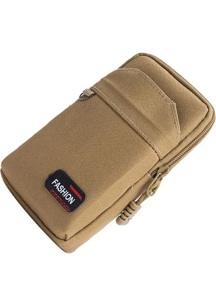 Tek Haki-Tek Çift Katmanlı Haki Erkek Telefon Kılıfı Naylon Colth Bel Fanny Paketi Edc Molle Çanta Cep Telefonu Çanta Kemer Bel Çantası (Yurt Dışından)