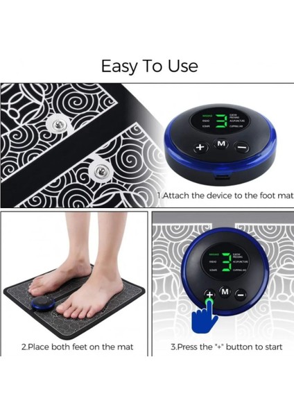 Ayak Masaj Yastığı Refleksoloji Ayak Akupunktur Noktası Masajı Kas Stimülasyonu Kan Dolaşımını Artırır Rölyef Ağrı USB Şarj Edilebilir (Yurt Dışından)