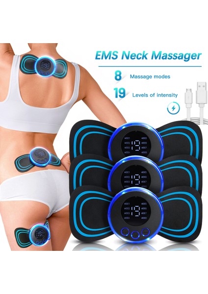 Ems Boyun Masajı | Elektrikli Masaj | Servikal Boyun Sırt Yaması 8 Modlu Nabız Kas Stimülatörü Taşınabilir Ağrı Giderme (Yurt Dışından)