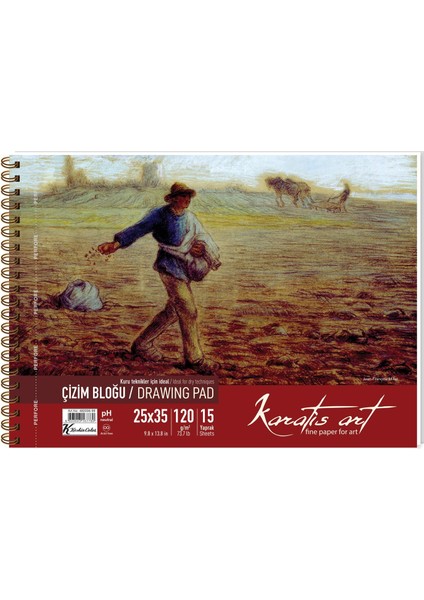 120 gr 25 x 35 15 Yaprak Spiralli Çizim Blok