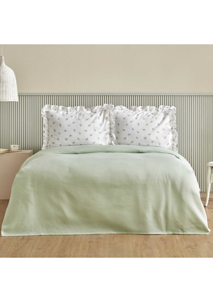 Lidya Pamuk Tek Kişilik Pike Takımı Yeşil