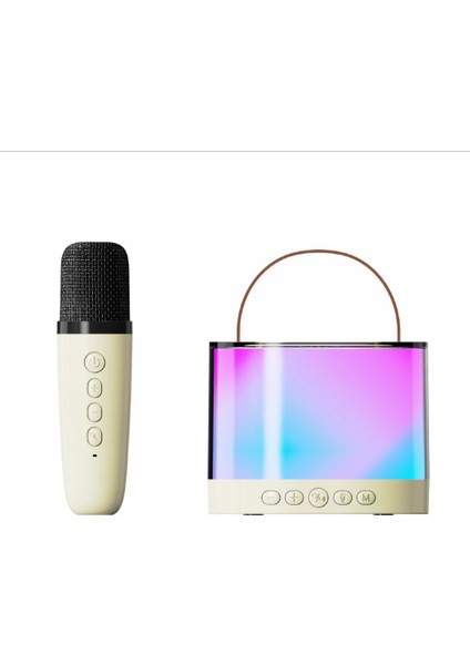 K52 Tam LED Işık Bluetooth Ses Taşınabilir Mini Kablosuz Mikrofon Karaoke Ses Mikrofon Seti (Yurt Dışından)