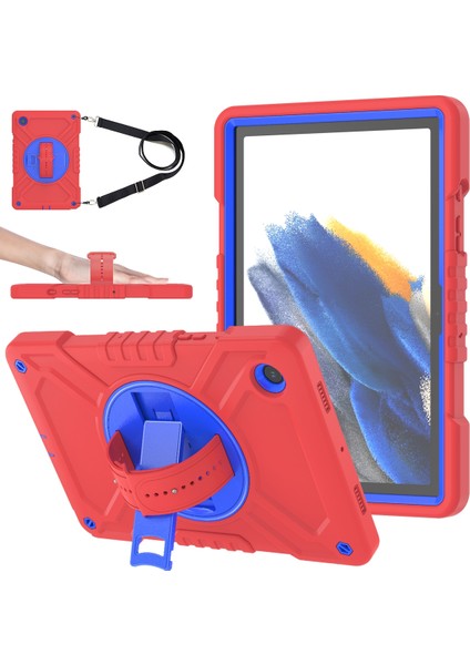 Samsung Galaxy Tab A8 10.5(2021)/(2022)CASE Sağlam Omuz Askılı Tablet Kılıfı-Kırmızı+Mavi Için X-Shaped Serisi (Yurt Dışından)