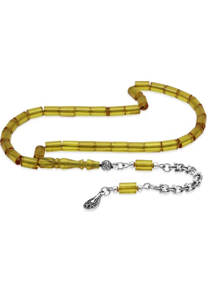 Kararmaz Metal Arnavut Zincir Su Damlası Püsküllü Kesme Kesim Sarı Bilek Boy Ateş Kehribar Tesbih