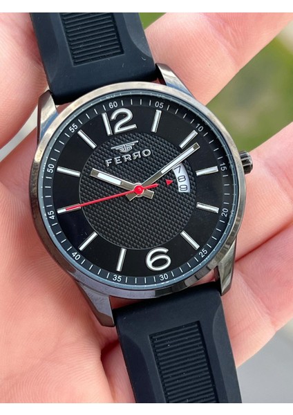 Takvimli Siyah Renk Slikon Kordon 30 mt Su Geçirmez Erkek Kol Saat EFM31359-J22 fırsatları