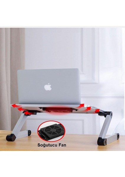 Ayarlanabilir Katlanabilir Dizüstü Bilgisayar Masası Soğutucu Fanlı Macbook Stand