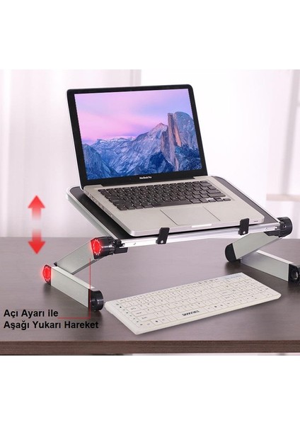 Ayarlanabilir Katlanabilir Dizüstü Bilgisayar Masası Soğutucu Fanlı Macbook Stand