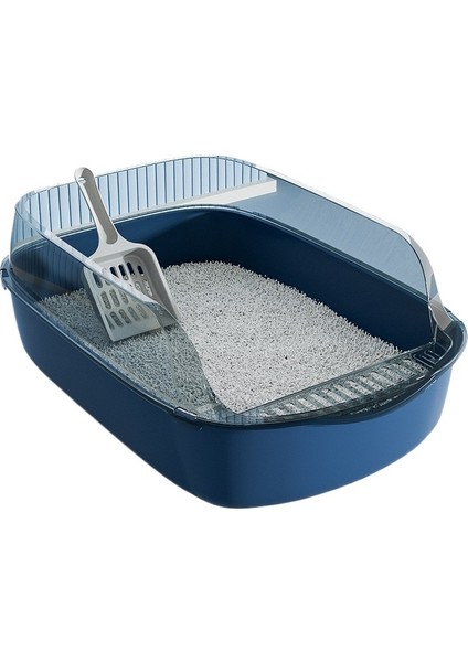 Çöp Kepçeli Yüksek Çitli Yarı Kapalı Kedi Kumu Kutusu (Yurt Dışından)