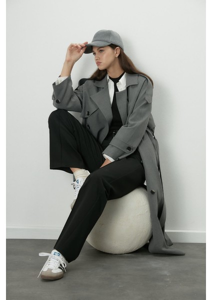 Premium Oversize Trençkot Gri modelleri